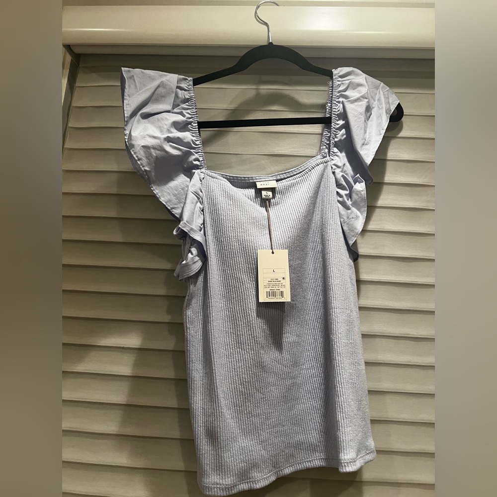 Blue/purple ruffle top